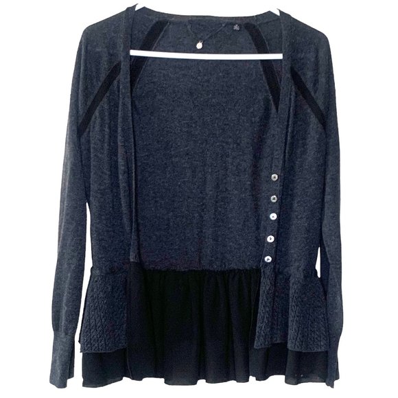 Anthropologie Layered Peplum Cardigan - S - Picture 3 of 12